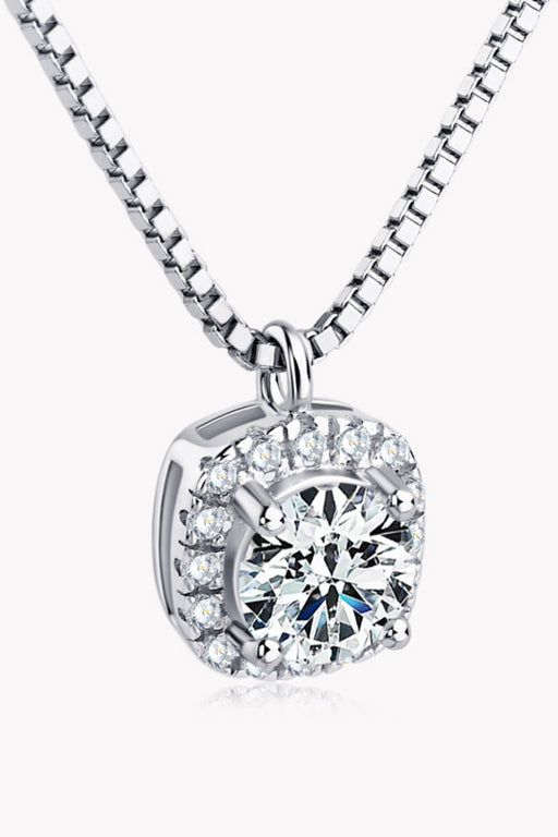 Moissanite Pendant Platinum-Plated Necklace-One Size-Fancey Boutique