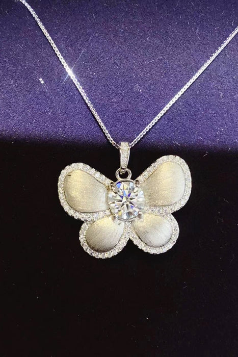 1 Carat Moissanite Butterfly Pendant Necklace-One Size-Fancey Boutique