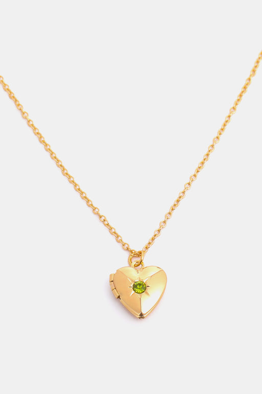 Zircon Heart Shape 14K Gold-Plated Pendant Necklace-One Size-Fancey Boutique