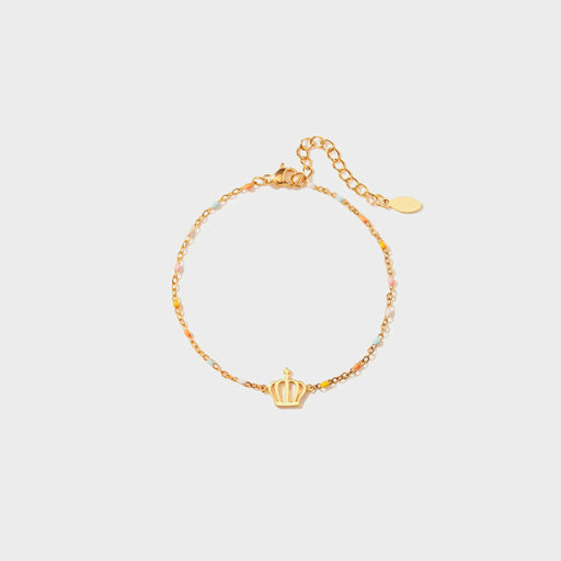 Crown Shape 18K Gold-Plated Bead Bracelet-One Size-Fancey Boutique