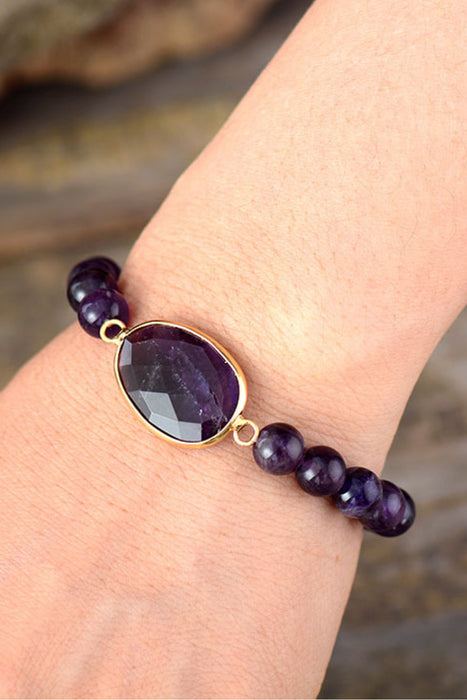 Handmade Amethyst Beaded Bracelet-One Size-Fancey Boutique