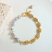 Half Pearl Half Chain Stainless Steel Bracelet-One Size-Fancey Boutique