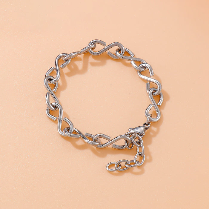 Stainless Steel Figure 8 Chain Link Bracelet-One Size-Fancey Boutique