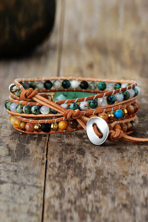 Natural Stone & Agate Layered Bracelet-One Size-Fancey Boutique