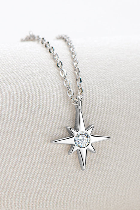 Moissanite North Star Pendant 925 Sterling Silver Necklace-Fancey Boutique