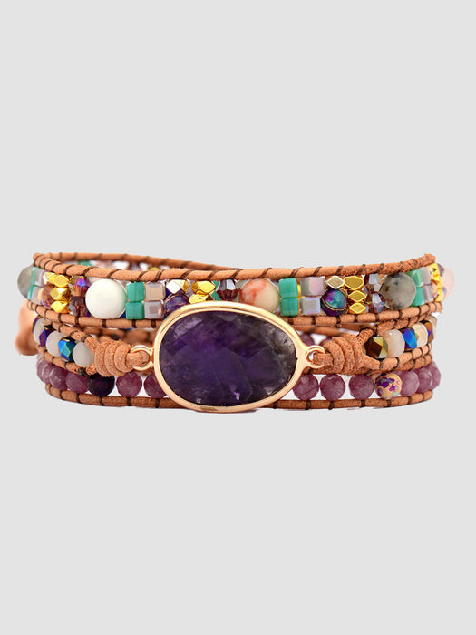 Triple-Layer Amethyst Bracelet-One Size-Fancey Boutique