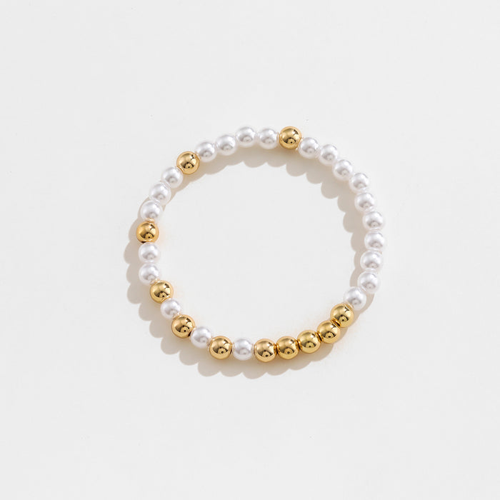 Gold-Plated Pearl Copper Bracelet-One Size-Fancey Boutique