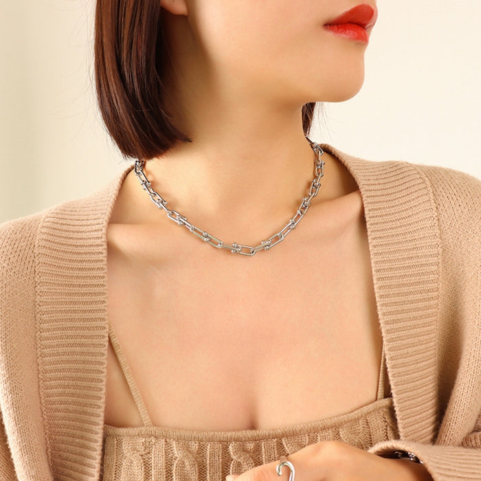 Chunky Chain Titanium Steel Necklace-One Size-Fancey Boutique