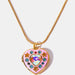 Rhinestone Decor Heart Box Pendant Necklace-One Size-Fancey Boutique