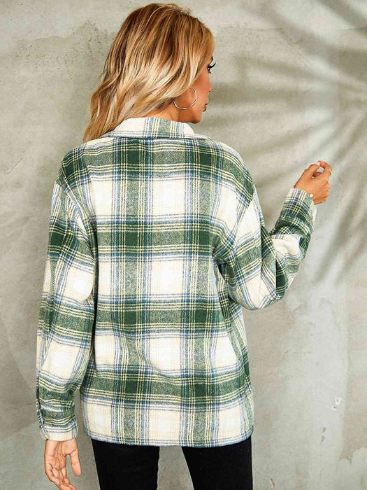 Color-Plaid Button Down Collared Jacket-Fancey Boutique