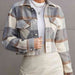 Color-S-Plaid Collared Neck Button Down Jacket-Fancey Boutique