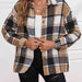 Color-Plaid Collared Neck Button Down Jacket-Fancey Boutique