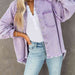 Color-Button Down Raw Hem Denim Jacket-Fancey Boutique