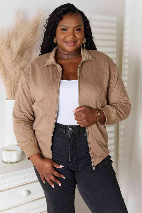 Color-Heimish Full Size Zip-Up Jacket with Pockets-Fancey Boutique