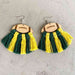 Color-One Size-Fringe Detail Football Shape Wooden Dangle Earrings-Fancey Boutique