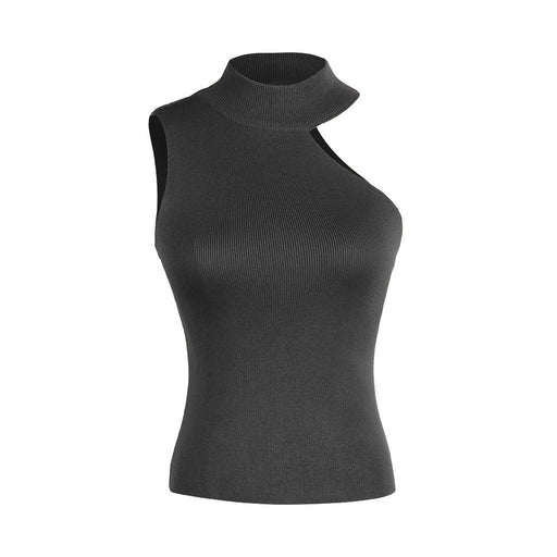 Color-Black-Summer Off shoulder Halter Shoulder Small Sling Vest Slim Knit Bottoming Shirt-Fancey Boutique