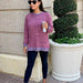 Color-Women Clothing Long Sleeve round Neck Multicolor Split Top Loose Casual Pullover T-shirt-Fancey Boutique