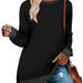 Color-Women Clothing Long Sleeve round Neck Multicolor Split Top Loose Casual Pullover T-shirt-Fancey Boutique