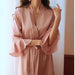 Color-Sexy Pajamas Sexy Artificial Silk Lotus Leaf Cuff Cardigan Outerwear Gown Nightgown-Fancey Boutique