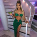 Color-Summer Women Clothing Suit Sexy cropped Stitching Tube Top Young Slit Sheath Skirt Two Piece-Fancey Boutique