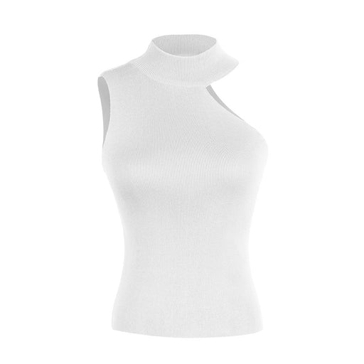 Color-White-Summer Off shoulder Halter Shoulder Small Sling Vest Slim Knit Bottoming Shirt-Fancey Boutique