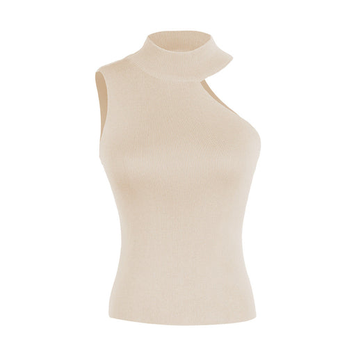 Color-Apricot-Summer Off shoulder Halter Shoulder Small Sling Vest Slim Knit Bottoming Shirt-Fancey Boutique