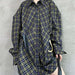 Color-Yellow & blue & plaid-Autumn Winter Plaid Shirt Women Loose Korean Retro with Belt Mid Length Shirt Dress Top-Fancey Boutique