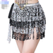 Color-Black and Silver-Belly Dance Sequ Tassels Waist Chain Indian Dance Bohemian Lace up Sequ Hip Scarf Waist Scarf Sequ Tassel Skirt-Fancey Boutique