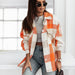 Color-Autumn Winter Women Clothing Color Plaid Shirt Brushed Woolen Coat-Fancey Boutique