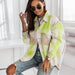 Color-Green-Autumn Winter Women Clothing Color Plaid Shirt Brushed Woolen Coat-Fancey Boutique