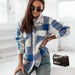 Color-royal blue-Autumn Winter Women Clothing Color Plaid Shirt Brushed Woolen Coat-Fancey Boutique