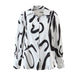 Color-Young Graffiti Printing Shirt Women Spring Loose Plus Size Korean Long Sleeve Shirt-Fancey Boutique