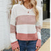 Color-Loose Wear Autumn Winter Casual Pullover Sweater Striped Color Contrast Short Sweater-Fancey Boutique