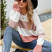 Color-Loose Wear Autumn Winter Casual Pullover Sweater Striped Color Contrast Short Sweater-Fancey Boutique