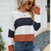 Color-Loose Wear Autumn Winter Casual Pullover Sweater Striped Color Contrast Short Sweater-Fancey Boutique