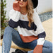 Color-Loose Wear Autumn Winter Casual Pullover Sweater Striped Color Contrast Short Sweater-Fancey Boutique