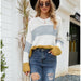 Color-Loose Wear Autumn Winter Casual Pullover Sweater Striped Color Contrast Short Sweater-Fancey Boutique