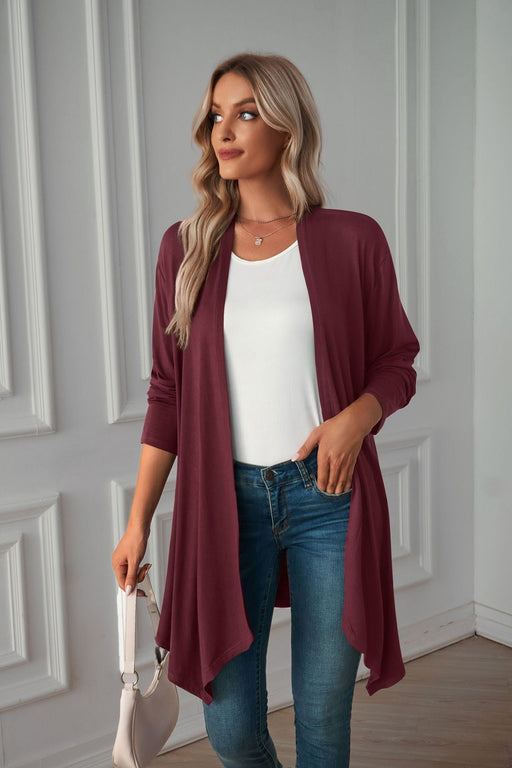 Color-Women Clothing Autumn Solid Color Long Sleeve Long Women Cardigan-Fancey Boutique