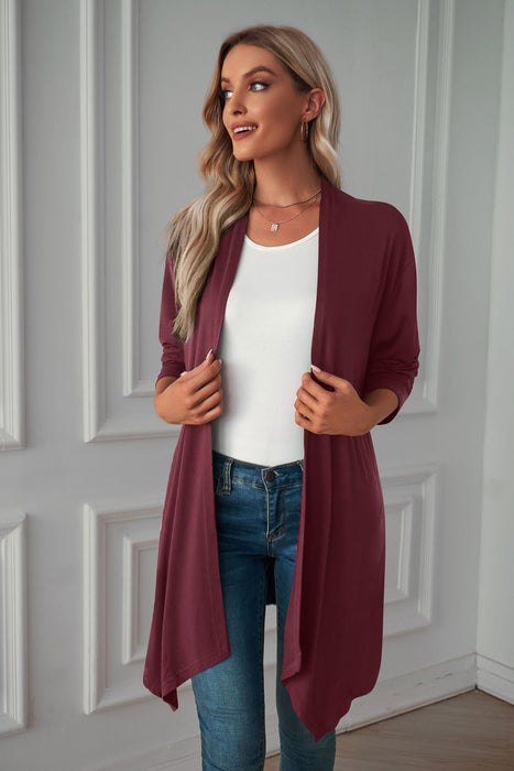 Color-Women Clothing Autumn Solid Color Long Sleeve Long Women Cardigan-Fancey Boutique