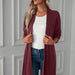 Color-Women Clothing Autumn Solid Color Long Sleeve Long Women Cardigan-Fancey Boutique