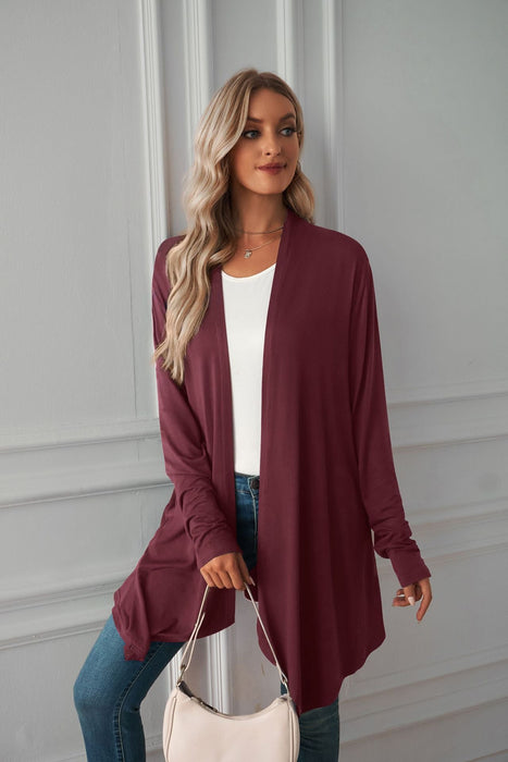 Color-Women Clothing Autumn Solid Color Long Sleeve Long Women Cardigan-Fancey Boutique