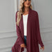 Color-Women Clothing Autumn Solid Color Long Sleeve Long Women Cardigan-Fancey Boutique