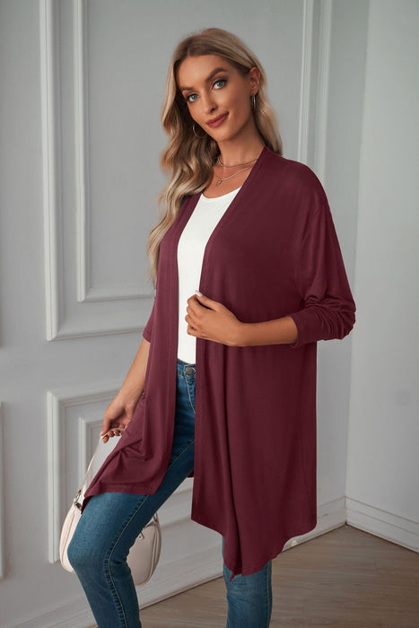 Color-Women Clothing Autumn Solid Color Long Sleeve Long Women Cardigan-Fancey Boutique