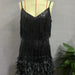 Color-Black-Tassel Sequ Feather Stitching Dress-Fancey Boutique