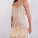 Color-Apricot-Tassel Sequ Feather Stitching Dress-Fancey Boutique