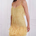 Color-Gold-Tassel Sequ Feather Stitching Dress-Fancey Boutique