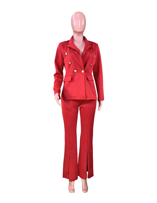 Color-Women Clothing Spring Autumn Long Sleeve Suit Business Work Pant Two-Piece Set-Fancey Boutique