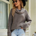 Color-Women Top Autumn Winter Casual Loose Sweater All Match Solid Color Polo Collar Pullover Sweater-Fancey Boutique