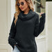 Color-Women Top Autumn Winter Casual Loose Sweater All Match Solid Color Polo Collar Pullover Sweater-Fancey Boutique