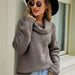 Color-Women Top Autumn Winter Casual Loose Sweater All Match Solid Color Polo Collar Pullover Sweater-Fancey Boutique